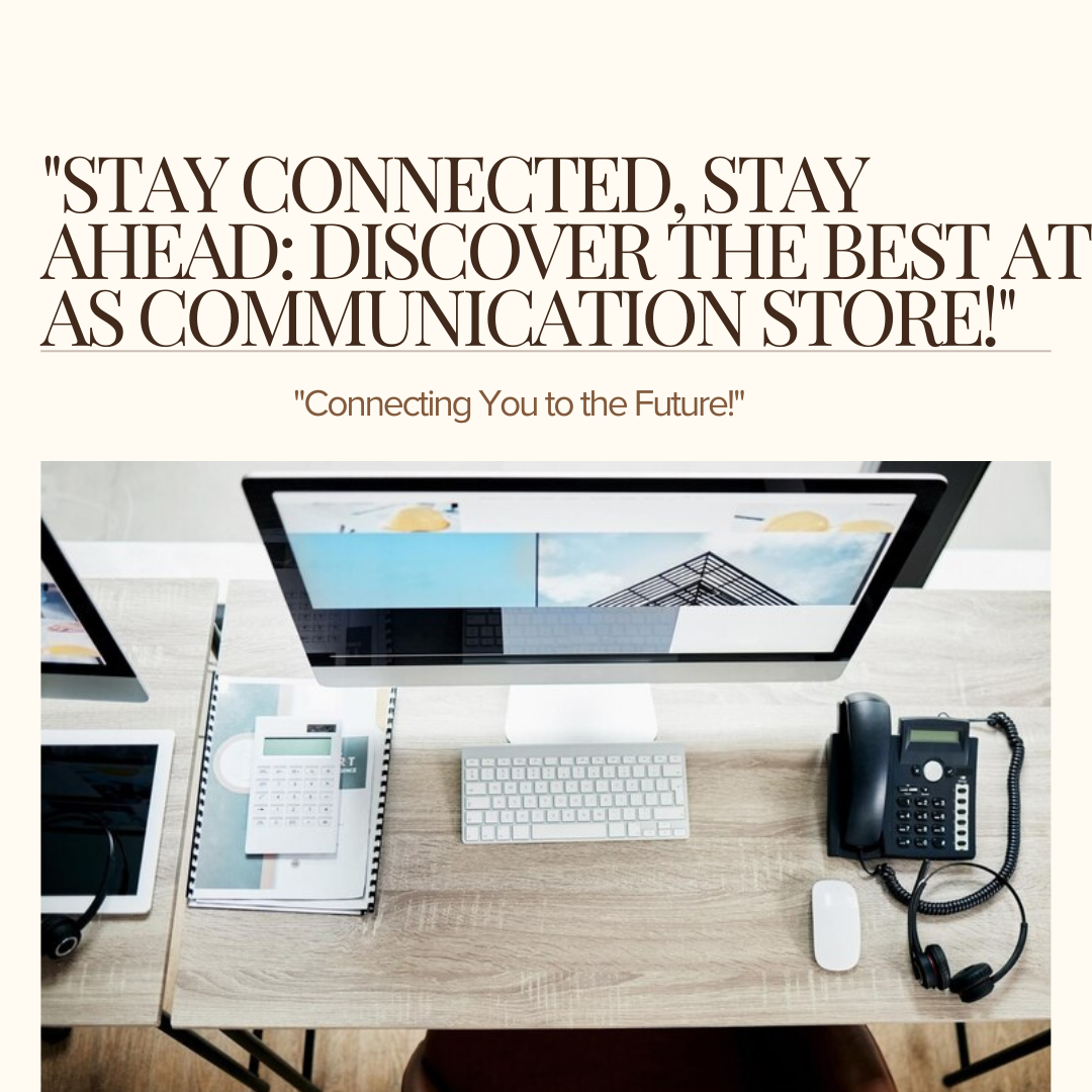 "Promotional banner for AS Communication Store showcasing the latest communication gadgets and exclusive offers."