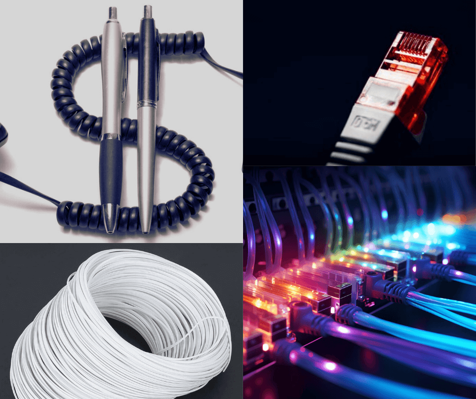 "Various accessories including line cords, power cords, cables, and connectors for electrical and electronic devices, offering reliable and versatile connections."